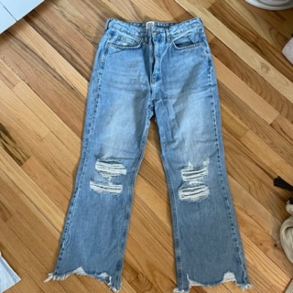 BDG Wilco Destroyed High-Waisted Cropped Flare Jean